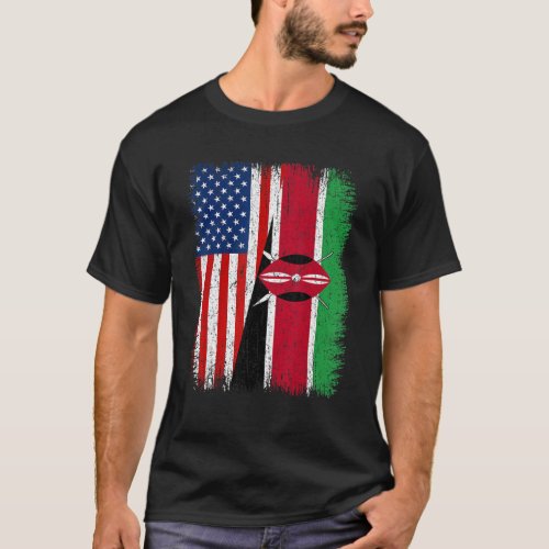 Distressed Vintage Patriotic American Flag  Kenya T_Shirt