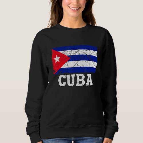 Distressed Vintage Retro Cuba Flag Patriotic Sweatshirt