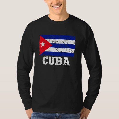 Distressed Vintage Retro Cuba Flag Patriotic T_Shirt