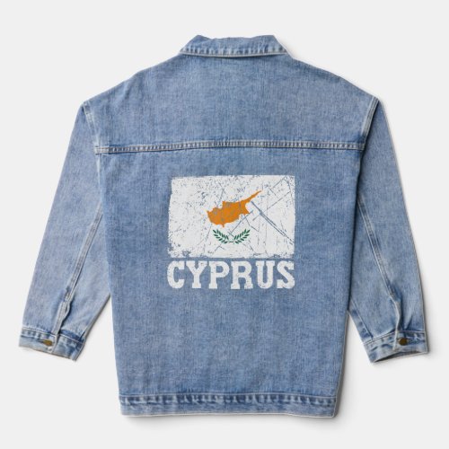 Distressed Vintage Retro Cyprus Flag Patriotic  Denim Jacket
