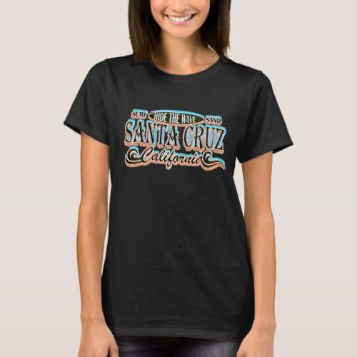 Distressed Vintage Retro Look Santa Cruz Surfing 2 T_Shirt