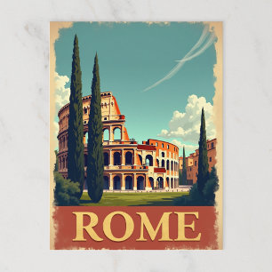 Distressed Vintage Rome Colosseum Travel Postcard