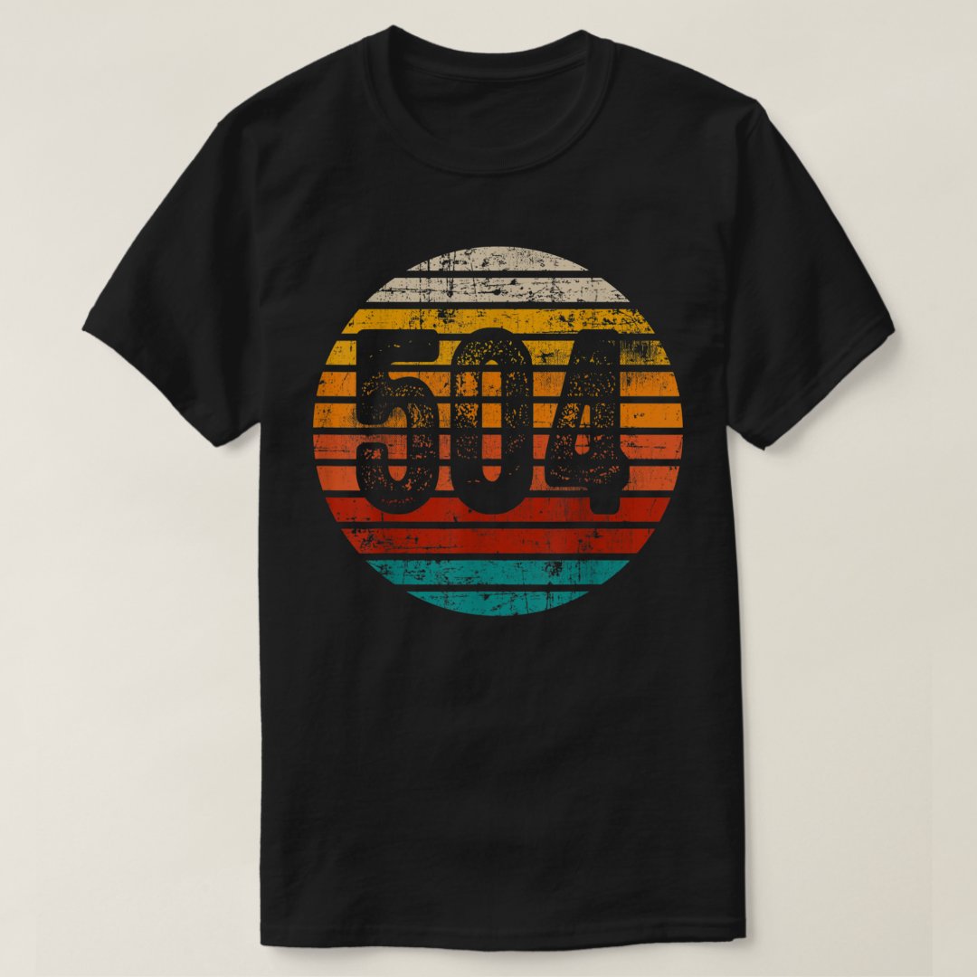 distressed-vintage-sunset-504-area-code-t-shirt-zazzle
