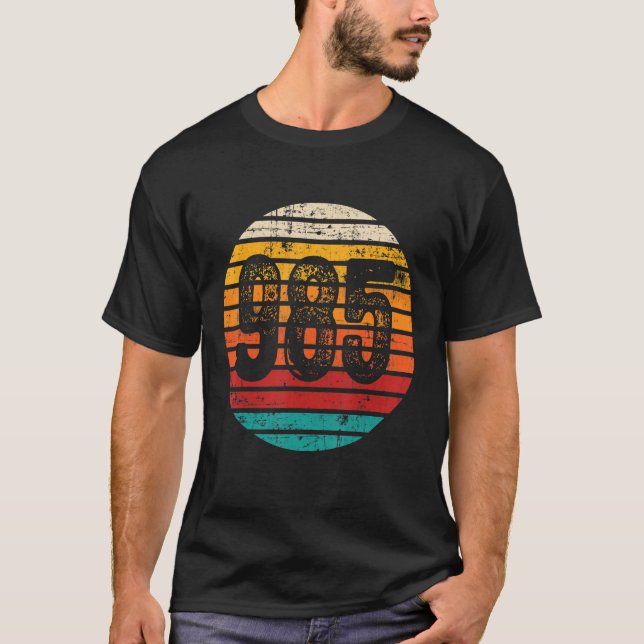 Distressed Vintage Sunset 985 Area Code T-Shirt (Front)