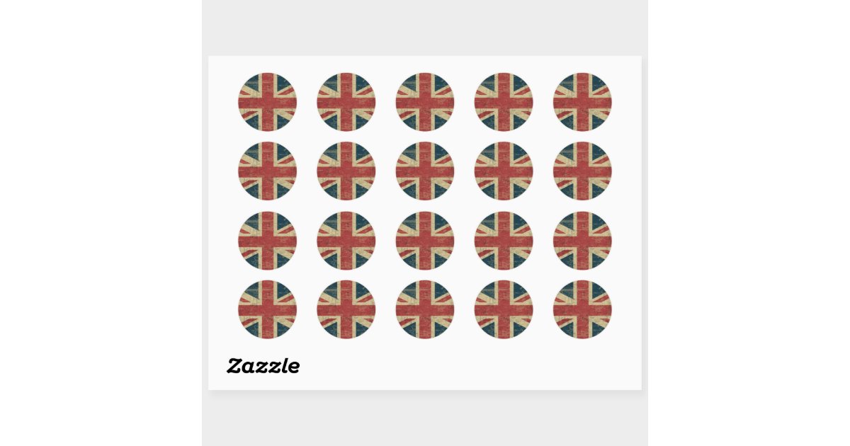 Distressed vintage Union Jack flag Classic Round Sticker | Zazzle