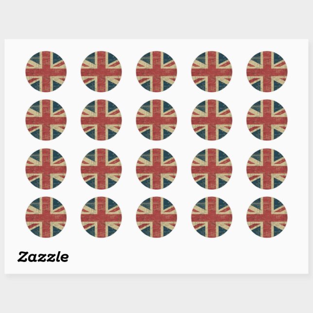 Distressed vintage Union Jack flag  Classic Round Sticker (Sheet)