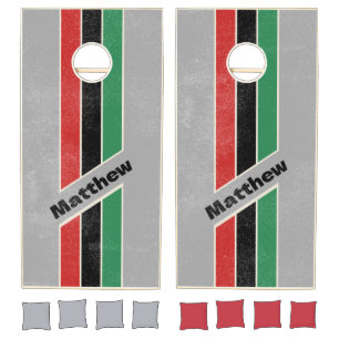 Distressed Vintage VHS Pin Striped with Name Cornhole Set