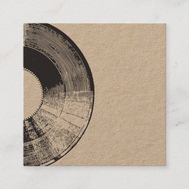 Distressed Vinyl Record Square Business Card (Front)