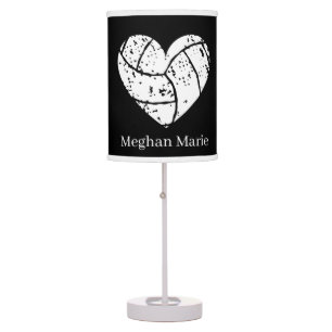 distressed volleyball heart sports lovers add name table lamp