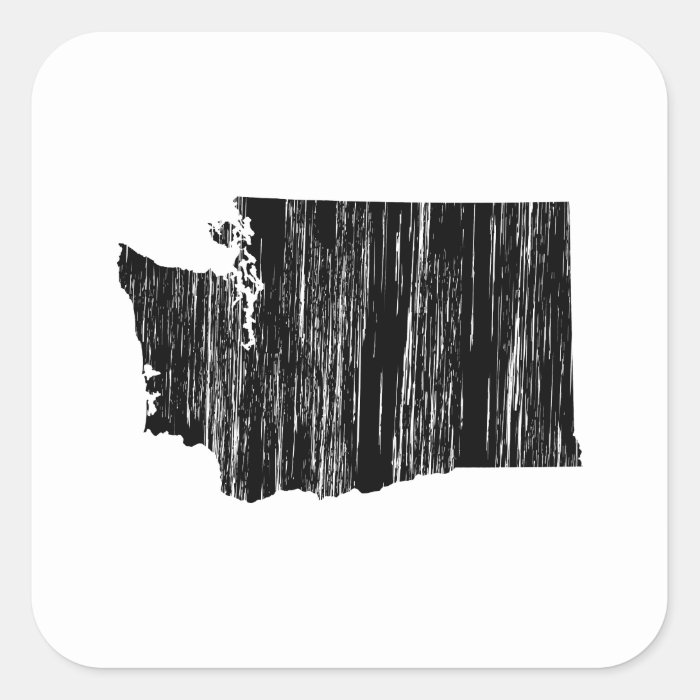 Distressed Washington State Outline Square Sticker