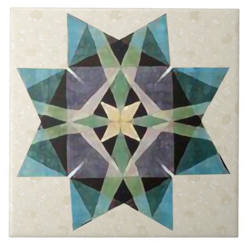 Distressed Watercolor Kaleidescopic Persian Star Tile