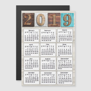 Distressed Weathered Wood 2019 Calendar Magnetic Invitation