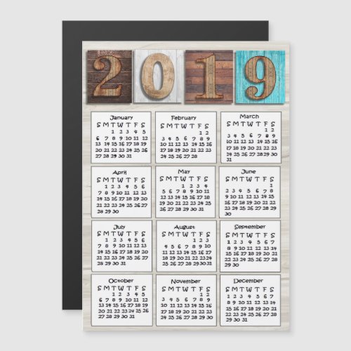 Distressed Weathered  Wood 2019 Calendar Magnetic Invitation