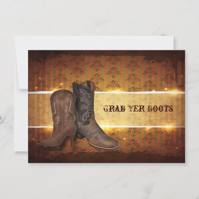 distressed western country cowboy wedding announcement (Front)