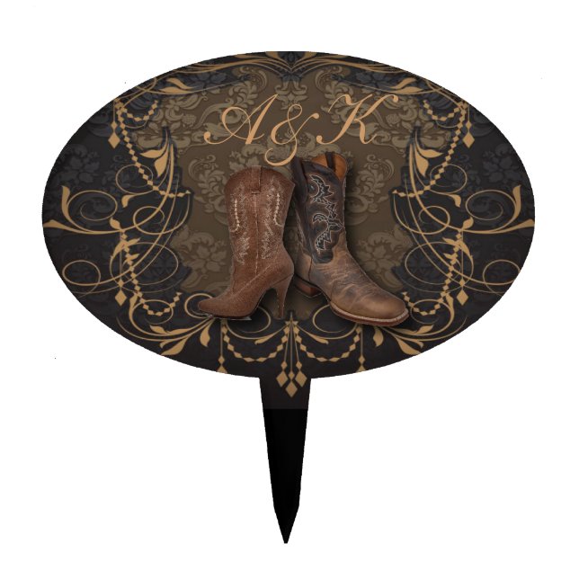 distressed western country cowboy wedding cake topper (Front)