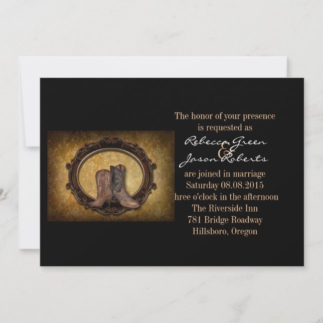 distressed western country cowboy wedding invitation (Front)