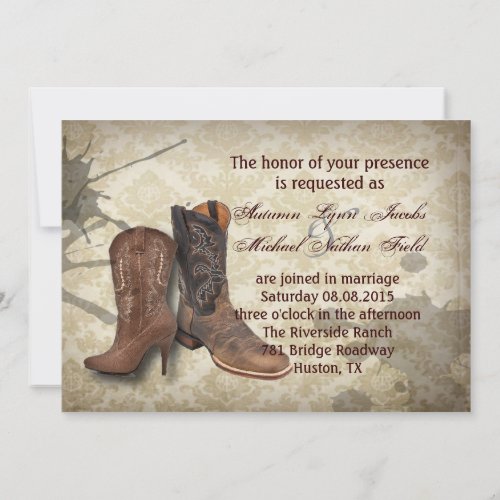 vintage rustic Cowboy western Country wedding Custom Invitation