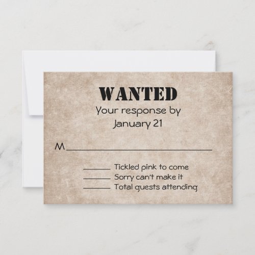 Distressed Western Wedding Response Card