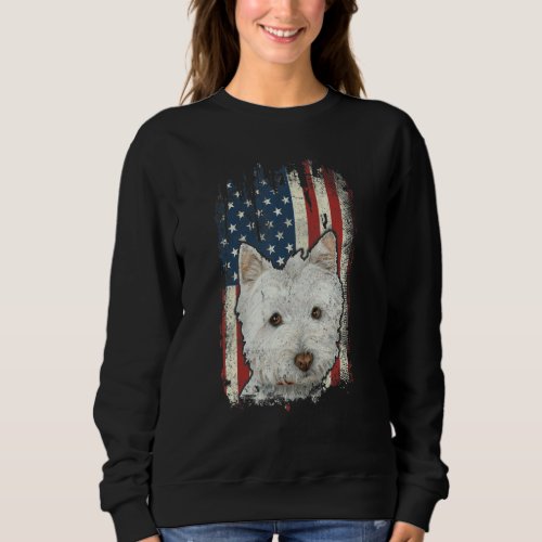 Distressed Westie American Flag Patriotic Dog Sweatshirt