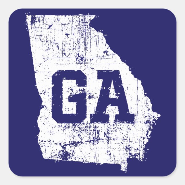 Distressed White Georgia State Map Sticker (Front)