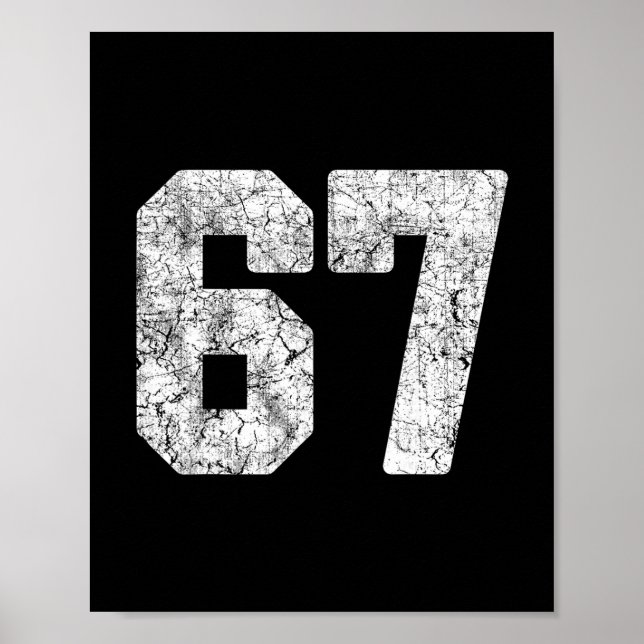 Distressed White Number 67 Jersey Player Uniform # Poster (Front)