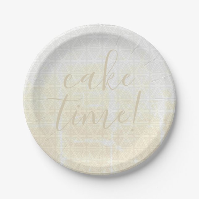 Distressed White Triangles Desert Plates (Front)