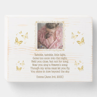Distressed White Wood Baby Loss Photo Keepsake Wooden Box Sign