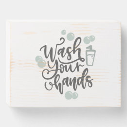 Distressed White Wooden "Wash your Hands" Sign