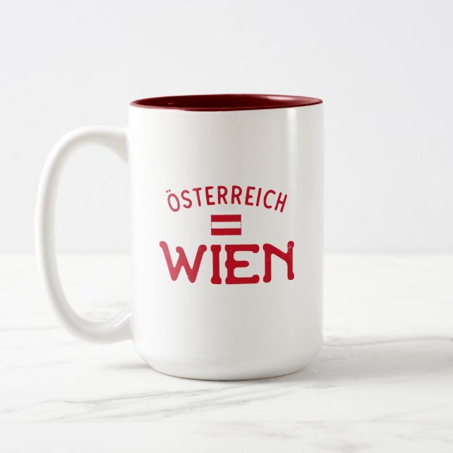 Distressed Wien Osterreich (Vienna Austria) Two-Tone Coffee Mug (Left)