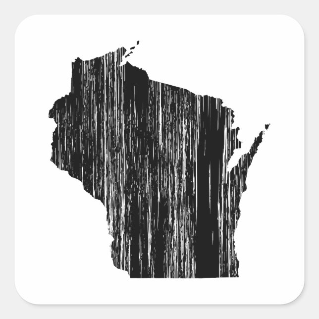 Distressed Wisconsin State Outline Square Sticker (Front)