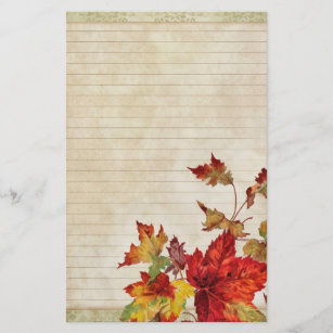 Distressed with Bright Autumn Leaves Stationery