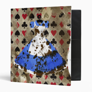 Distressed Wonderland Alice Pattern 3 Ring Binder