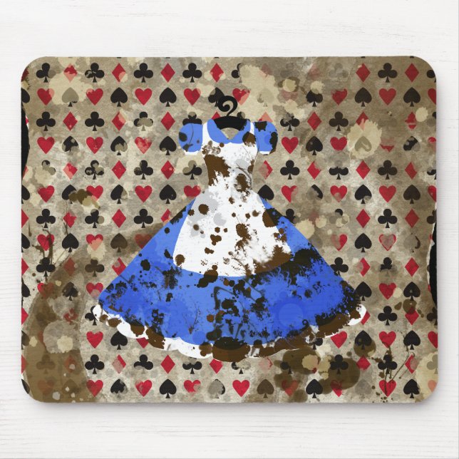Distressed Wonderland Alice Pattern Mouse Pad (Front)