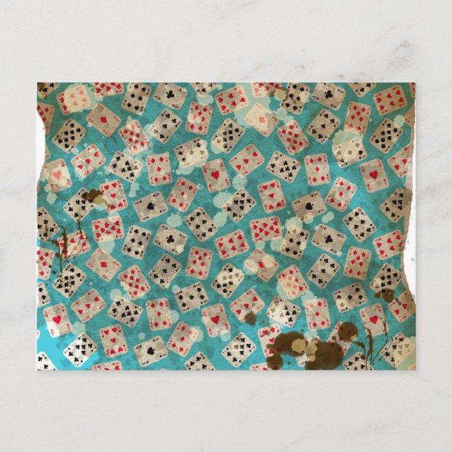 Distressed Wonderland Alice Pattern Postcard (Front)