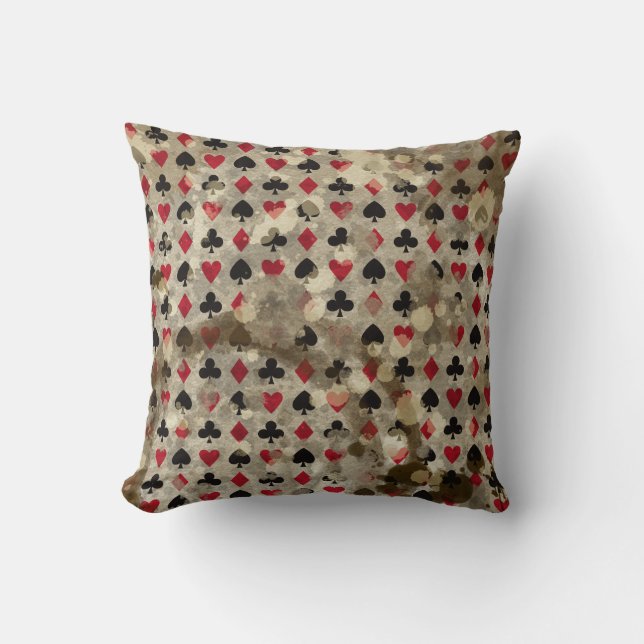 Distressed Wonderland Alice Pattern Throw Pillow (Front)