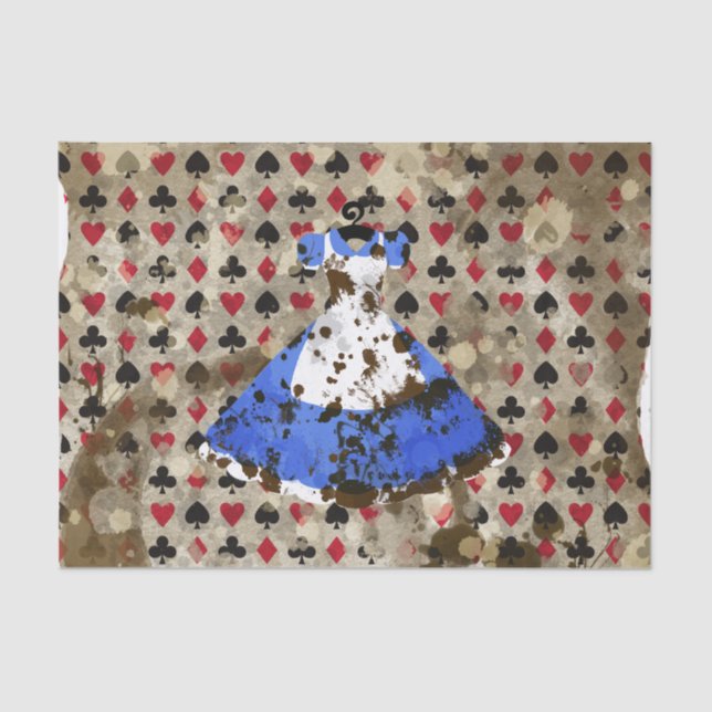 Distressed Wonderland Alice Pattern Tissue Paper (Front)