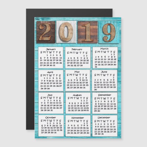 Distressed Wood 2019 Calendar Magnetic Invitation