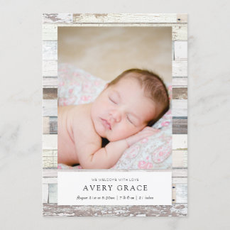Distressed Wood Birth Announcements