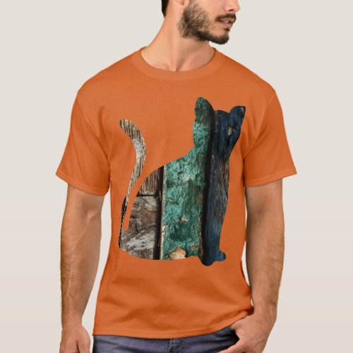 Distressed Wood Cat T_Shirt