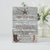 Distressed Wood Cowboy Boots-3x5Wedding Invitation (Standing Front)
