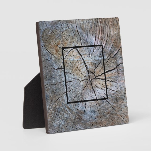 Distressed wood grain rustic tree ring pattern plaque (Front)