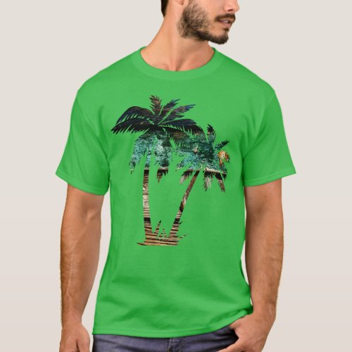 Distressed Wood Palm Trees T_Shirt