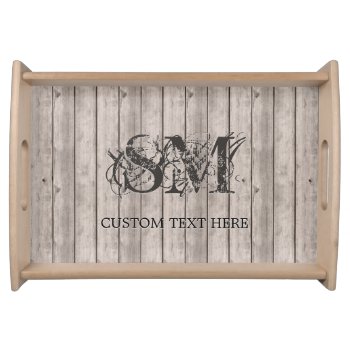 Distressed Wood Plank Board Look With Custom Text Serving Tray by UrHomeNeeds at Zazzle