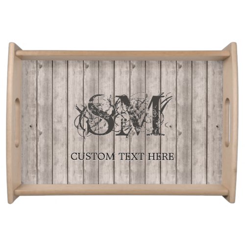 Distressed Wood Plank Board Look with Custom Text Serving Tray