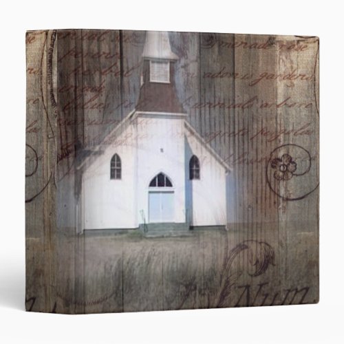 Distressed Wood primitive Rustic country church Binder