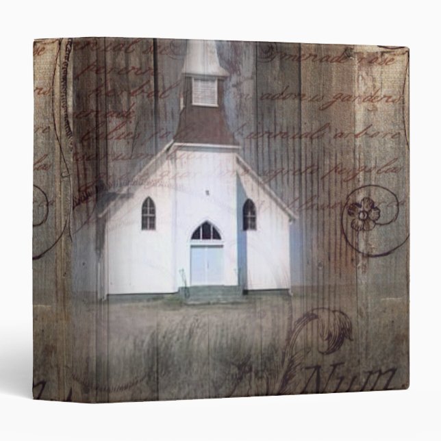 Distressed Wood primitive Rustic country church Binder (Front/Spine)