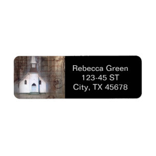 Distressed Wood primitive Rustic country church Label