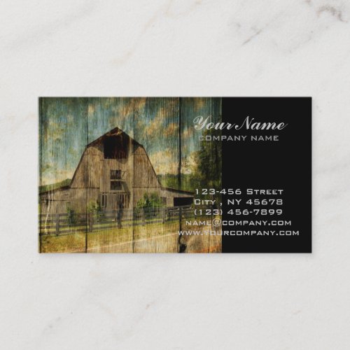 Distressed wood primitive Western Country Old Barn Business Card