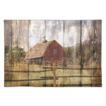Distressed Wood Rustic Western Country Red Barn Cloth Placemat