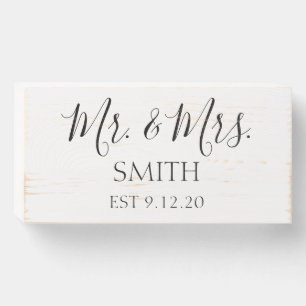 DISTRESSED WOOD WHITE WEDDING DECOR LAST NAME WOODEN BOX SIGN